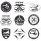 Set of vintage space, drone , aeronautics flight emblems, labels, badges