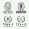 Set of vintage tennis logos, emblems, badges, labels