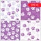 Set of violet vector backgrounds with paw print. purple cute patterns and textures can be used for printing onto fabric, web page