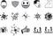 Set of virus, bacteria, biology, infection and biohazard vector icons