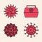 Set Virus, Virus, First aid kit and Virus icon. Vector