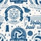 Set of volleyball sport club seamless pattern. Vector illustration. Concept for sport pattern background or wallpaper