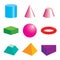 Set of volumetric geometrical colored shapes