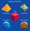 Set of volumetric geometrical colored shapes. Regular polyhedron