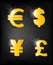 Set of volumetric icons of currencies