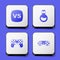 Set VS Versus battle, Bottle with magic elixir, Game controller or joystick and icon. White square button. Vector