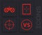 Set VS Versus battle, Gamepad, Tablet and Target sport icon. Vector