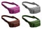 A set of waist bags in different colors with a zipper, belt and pocket. Vector isolated illustration