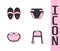 Set Walker, Slippers, Eyeglasses and Adult diaper icon. Vector