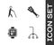 Set Walking stick cane, Blind human holding, Smart watch and Prosthesis leg icon. Vector