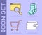 Set Wallet, Search in a browser window, Shopping cart and Socks icon. Vector