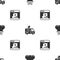 Set Wallet, TV News car and Internet piracy on seamless pattern. Vector