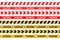 Set of warning, caution tapes in yellow and red colors