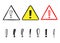 Set of warning hand drawn signs with exclamation mark, doodle style