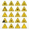 Set of warning signs. Yellow triangles as hazard symbols.