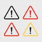 Set warning vector icon. Triangle exclamation icon