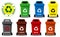 Set of waste sorting concept or colorful garbage bin or trash can waste basket   or recycling ecology concept. eps 10 vector