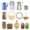Set of watecolor cliparts of jars