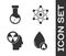 Set Water drop, Test tube and flask chemical, Human head and a radiation and Atom icon. Vector