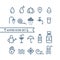 Set: Water and drops icons. Round line style. Minimal outline symbols. Vector illustration, flat design