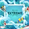 Set of water extreme sports backgrounds, isolated design elements for summer vacation activity fun concept, cartoon wave
