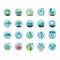 Set of water related icons. Vector illustration decorative design