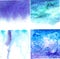 Set of watercolor backgrounds with various textures. blue, purple, violet and turquoise colors