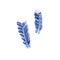 A set of watercolor bird feathers. Blue jay feathers, plumage illustration. Two elements on a white background. Suitable