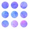 Set of watercolor blue and purple circles