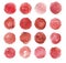 Set of watercolor blush. Watercolor blots, pink, peach, stains. Social media icons. highlight