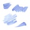 Set of watercolor brush strokes in blue.