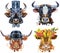 Set of watercolor bulls on white background.