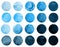 Set of watercolor cerulean, cobalt blue, ultramarine circles. Watercolour round elements for logo design, banners, posters.