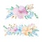 Set of watercolor compositions from a bouquet of delicate spring flowers