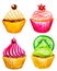 Set of watercolor cupcakes