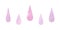 Set of watercolor drops of water, rain, pink lilac color. Drawn by hand.