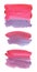 A set of watercolor elements rectangular brushstrokes with rounded corners in two colors pink purple plum cherry shades for