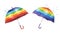 Set of watercolor hand painted rainbow colored umbrellas,  LGBT pride symbols