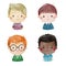 Set of watercolor little boy faces, avatars, kid heads different nationality set 2