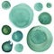 Set of watercolor mint green, sea blue, aquamarine circles. Watercolour round elements for logo design, banners, posters