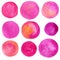 Set of watercolor pink circles