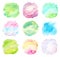 Set of watercolor splashes bright colors background on white