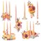 Set of watercolor stylish compositions with candles, pumpkins, autumn flowers and plants