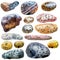 Set of watercolour painting fifteen flat pebbles