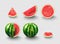 Set watermelons. Fresh fruits illustration isolated