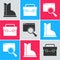 Set Waterproof rubber boot, Briefcase and Search in a browser window icon. Vector