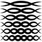 Set wave patterns for decoration, vector wave intersecting stripes macrame elegant squiggle, elements of calligraphy