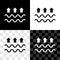 Set Waves of water and evaporation icon isolated on black and white, transparent background. Vector