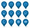 Set of weather blue icons - map pointer style