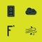 Set Weather forecast, Wind, Fahrenheit and Fog and cloud icon. Vector